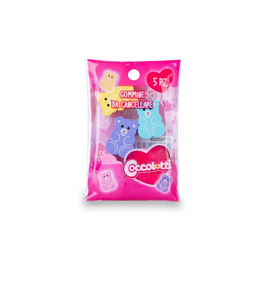 COCCOLOTTI- BUSTINA CON 5 MINI GOMME DA CANCELLARE