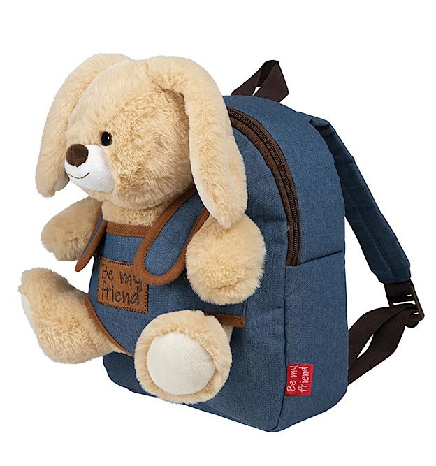 PERLETTI- ZAINO MINI DENIM CON PELUCHE CONIGLIO