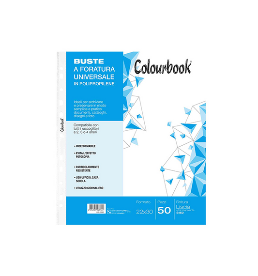 CONFEZIONE 50 BUSTE A FORATURA UNIVERSALE COLOURBOOK