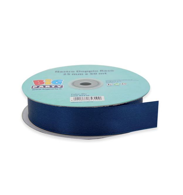 NASTRO DOPPIO RASO BLU 25 mm x 50 mt BIG PARTY