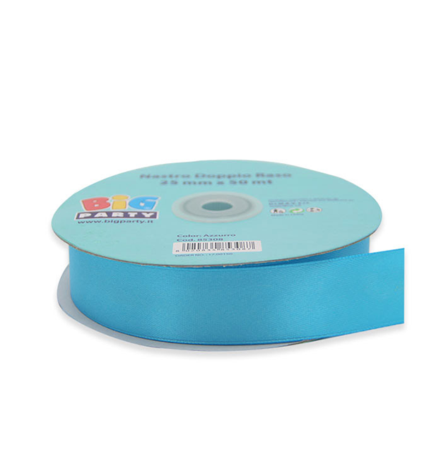 NASTRO DOPPIO RASO AZZURRO 25 mm x 50 mt BIG PARTY